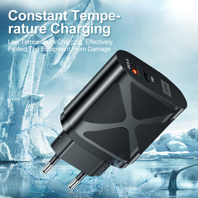 LED luminous PD20W+QC3.0 4A mobile phone charger fast charging dual port fast charging head - Korvel