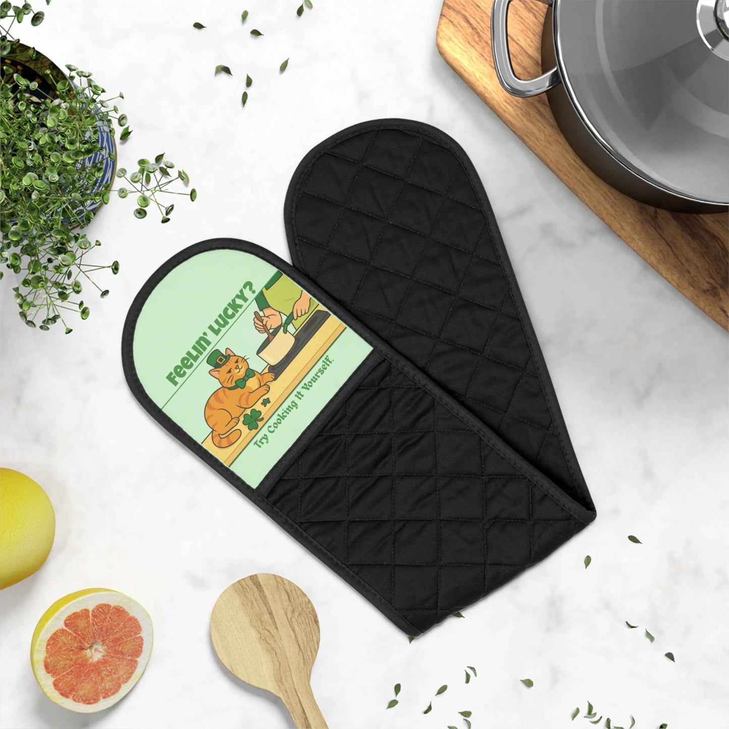 Feelin’ Lucky? St. Patrick’s Day Cat Oven Mitts
