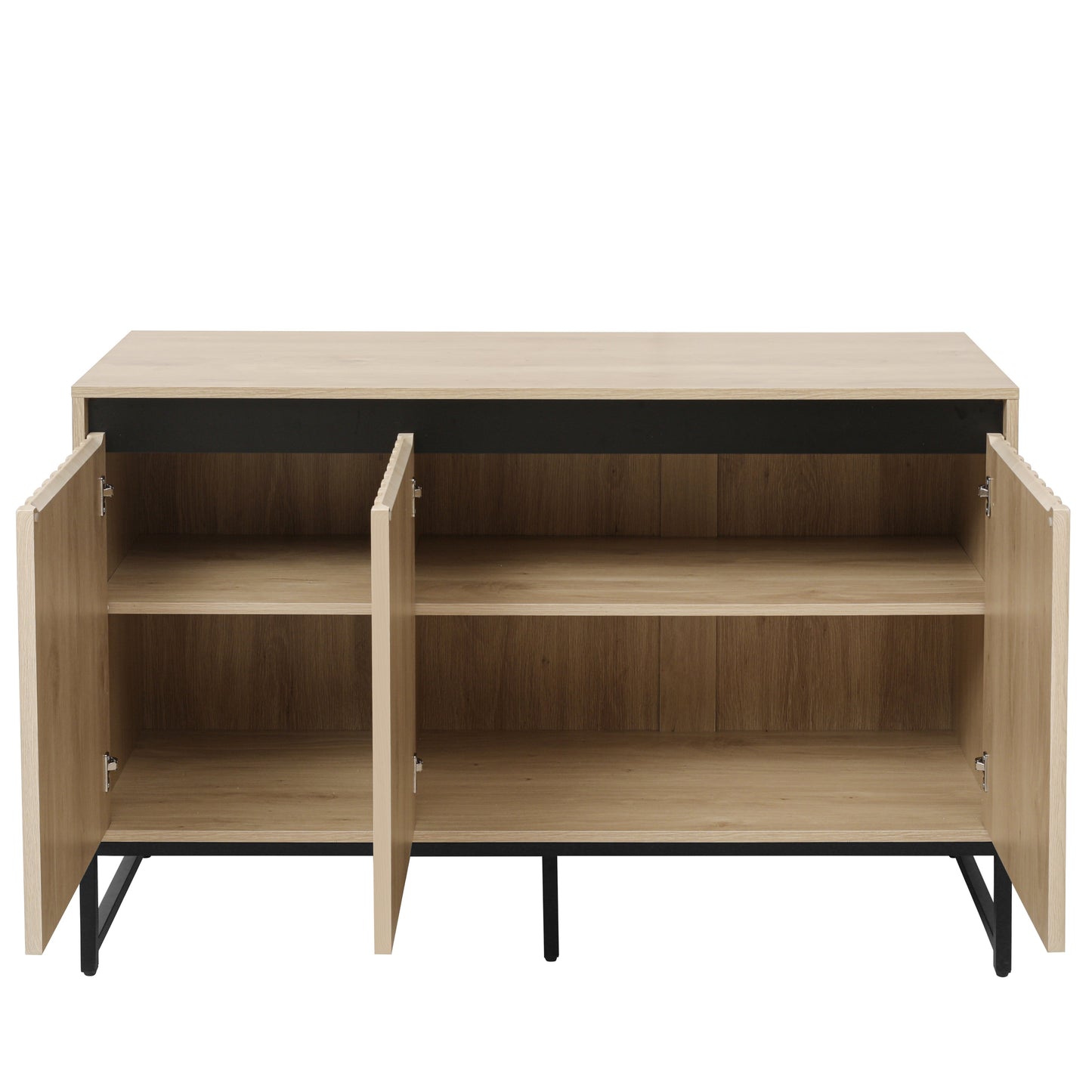 Engraved 3-door side panel with LED, self-service cabinet storage cabinet, modern coffee bar cabinet with adjustable shelf - Korvel