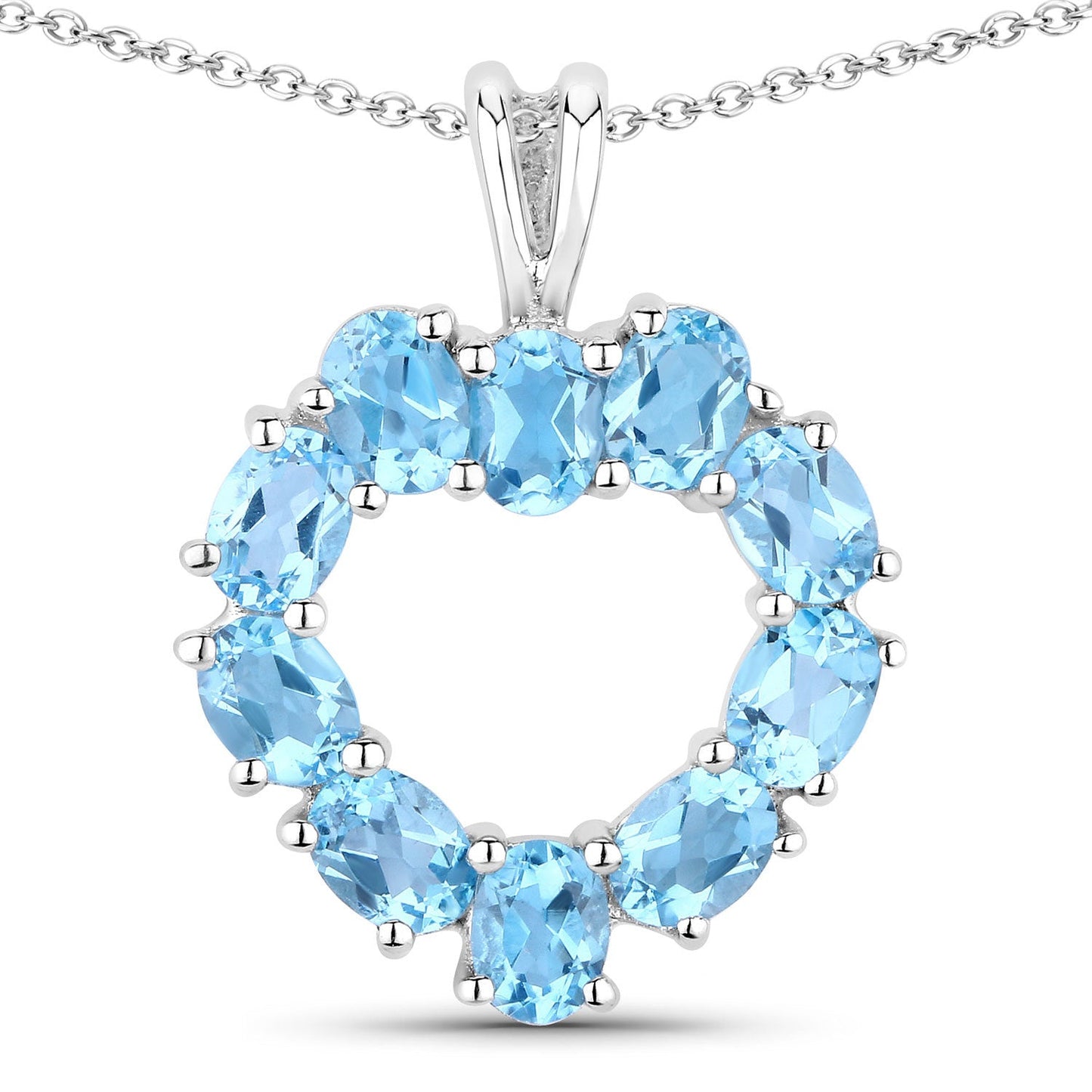 1.90 Carat Genuine Swiss Blue Topaz Pendant in Sterling Silver