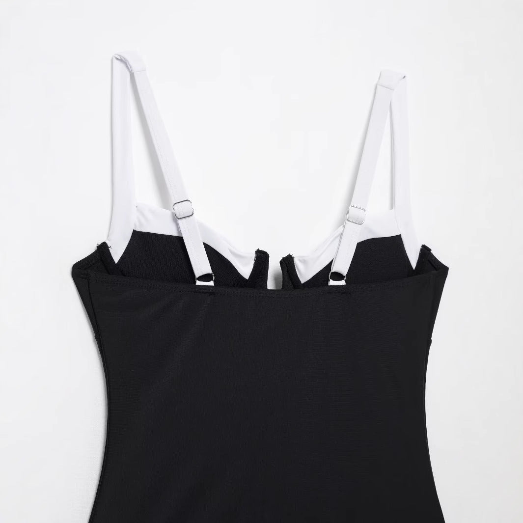 High fork V-neck vacation hot girl one-piece swimsuit female - Korvel