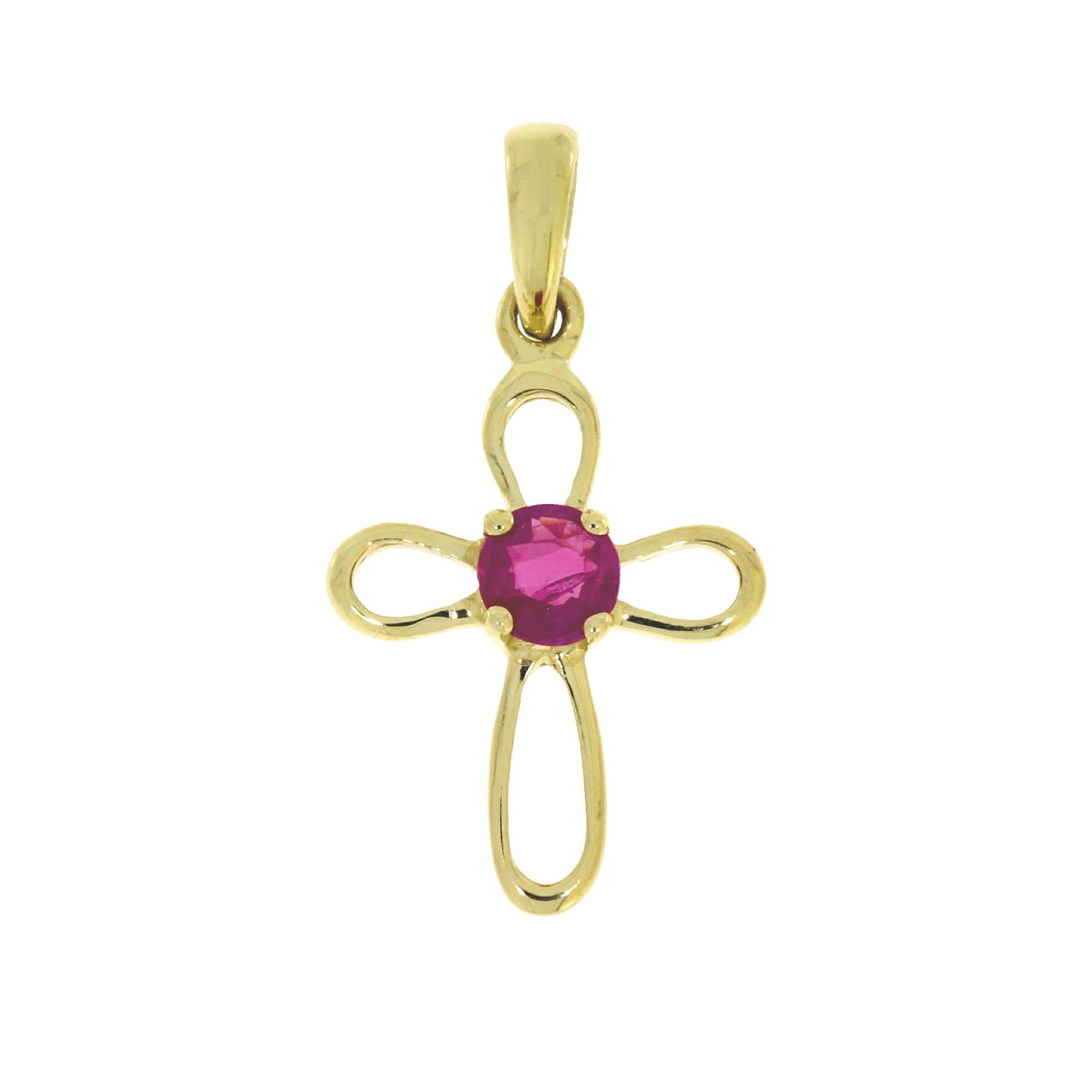 .18ct Ruby Cross Pendant in 10KT Yellow Gold