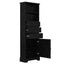 Elegant Black High Storage Cabinet with 3 Drawers