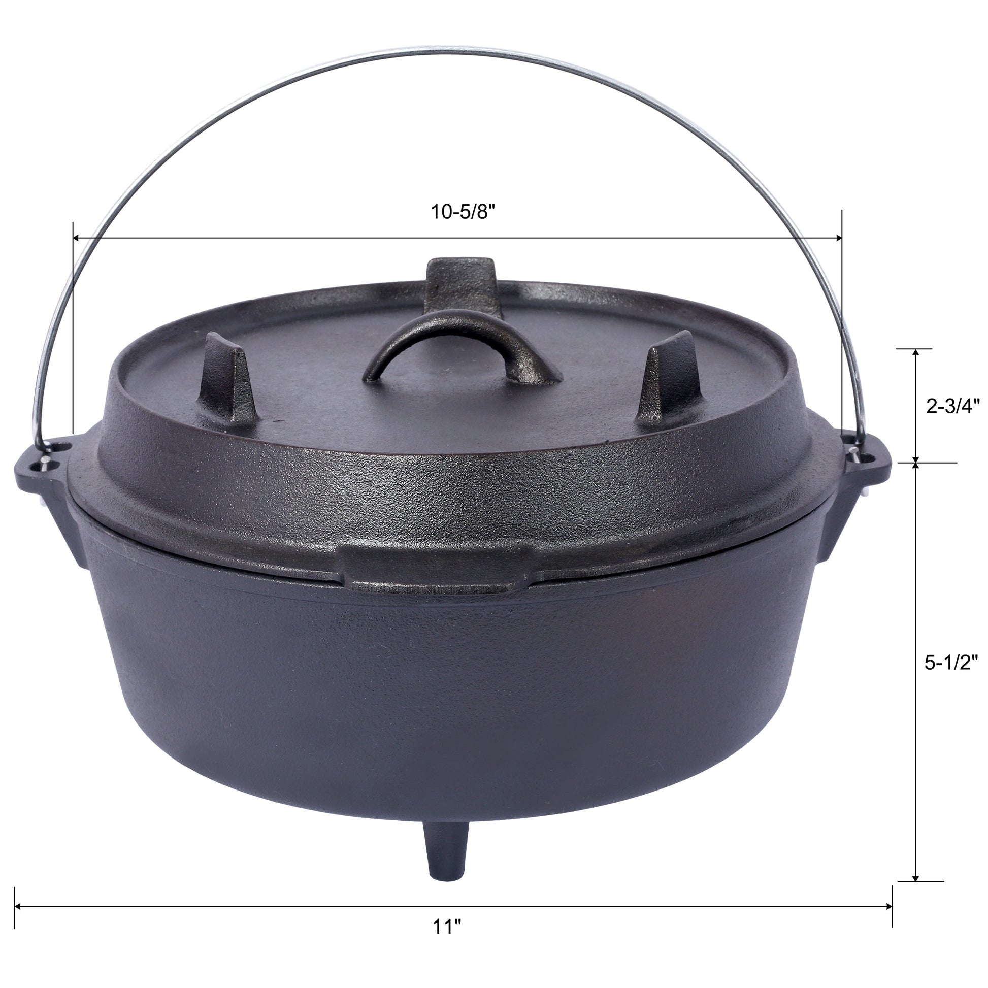 Cast iron Dutch oven with lid, outdoor camping deep pot, used for camping, cooking, barbecue and leg rest, 4.5 quarts - Korvel