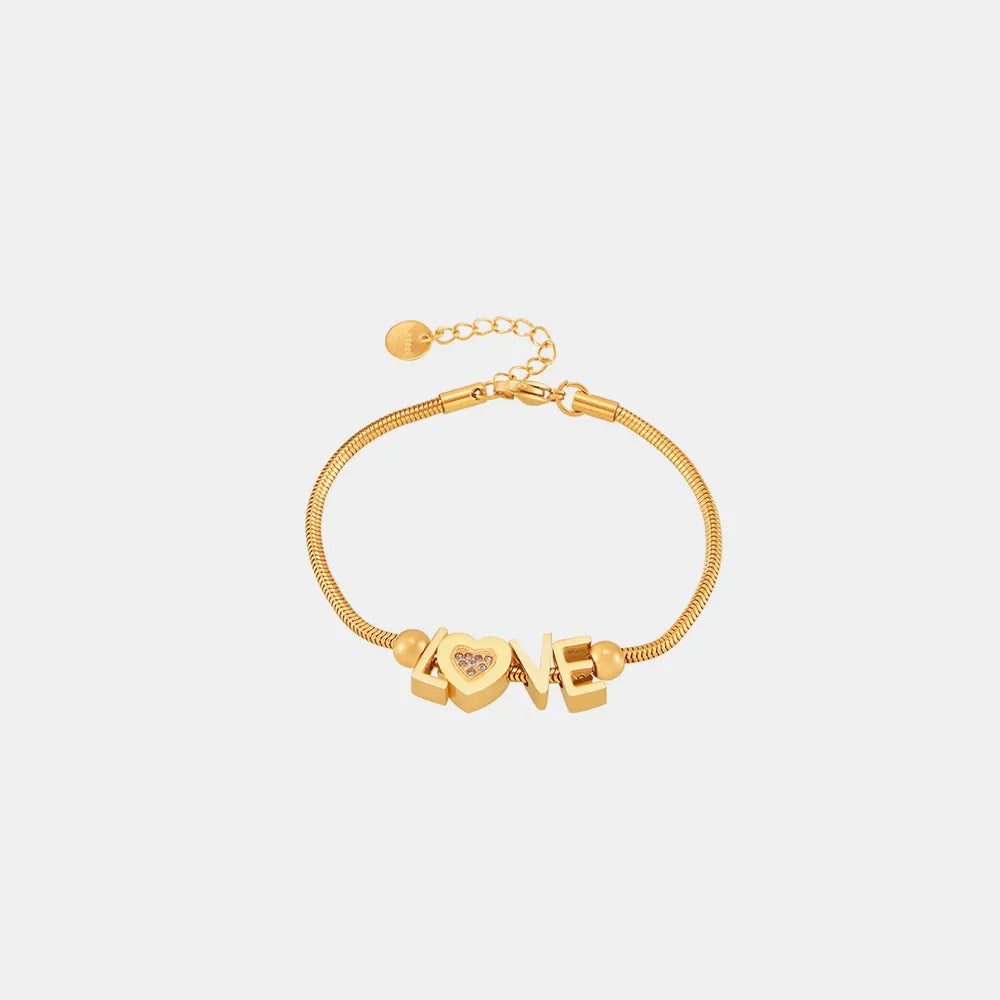Titanium Steel Rhinestone Letter Bracelet - Korvel