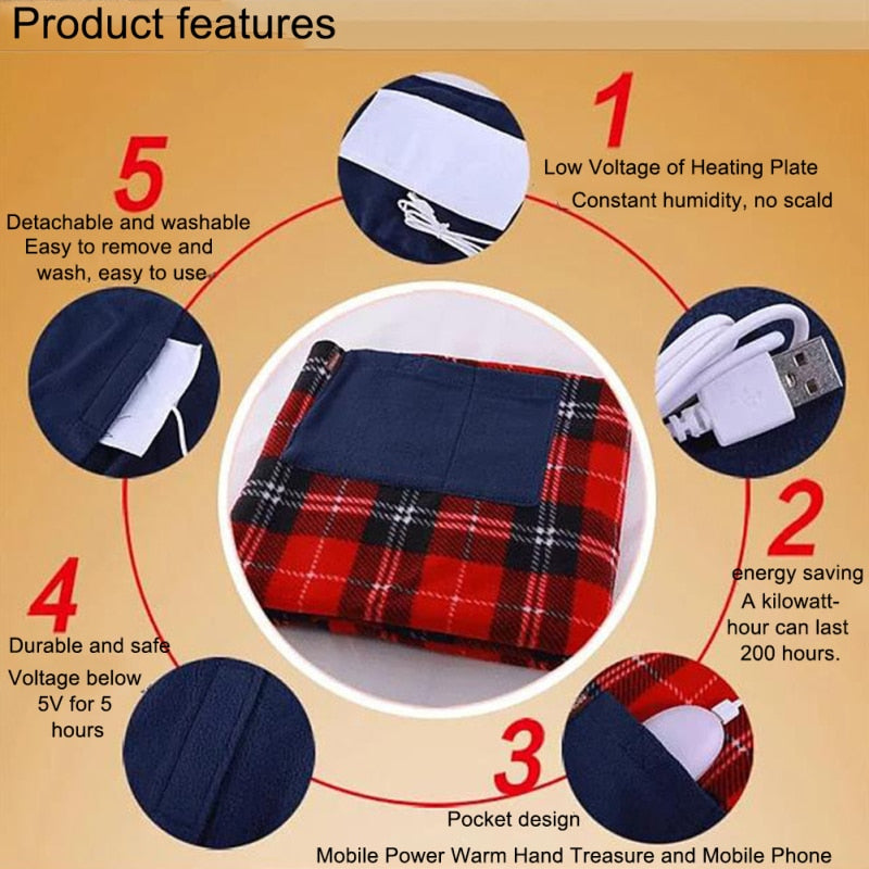 Portable USB Electric Heated Blanket for Car and Office