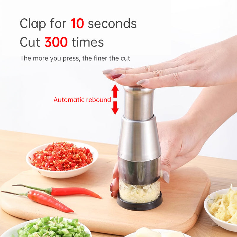 Stainless Steel Manual Kitchen Chopper (for garlic, ginger, herbs, nuts) - Korvel