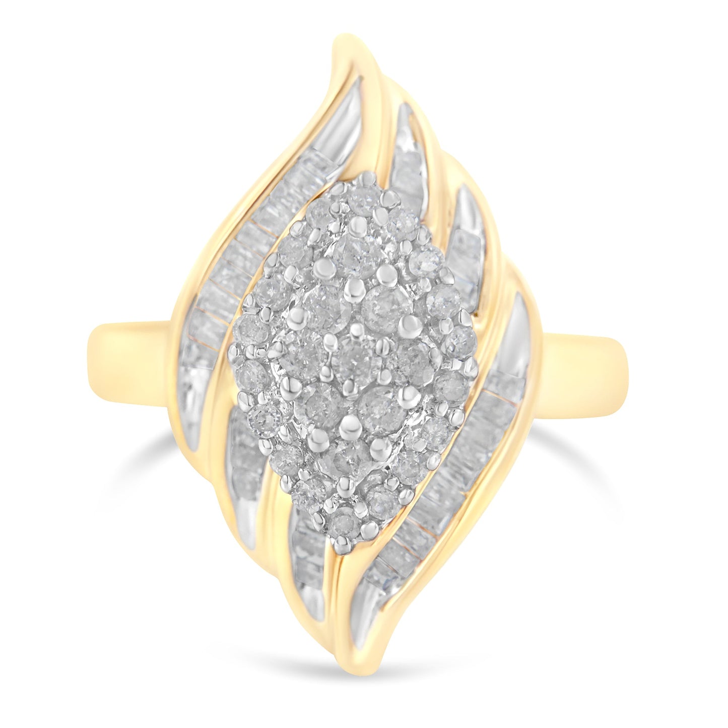 Anillo de cóctel de diamantes de oro amarillo de 10 quilates - Talla 8