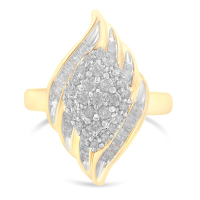 Bague cocktail en diamant en or jaune 10K - Taille 8