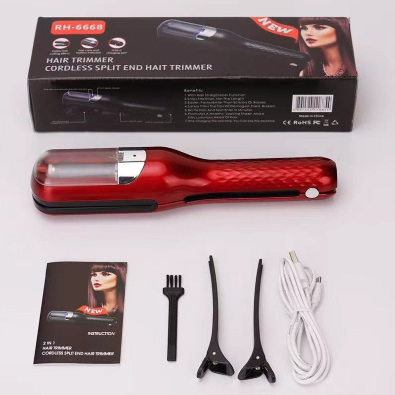 Fully automatic hair clipper, hair splitting and trimming device, multifunctional electric women's 2-in-1 trimming and cutting d - Korvel