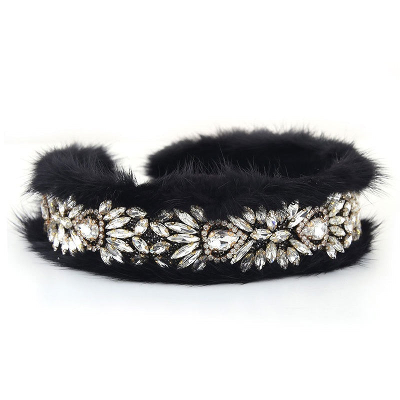 Versatile glass diamond full diamond mink velvet hair accessory - Korvel