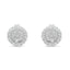 Pendientes de botón en oro blanco de 14 quilates con diamantes en estilo halo de 1/2 Cttw