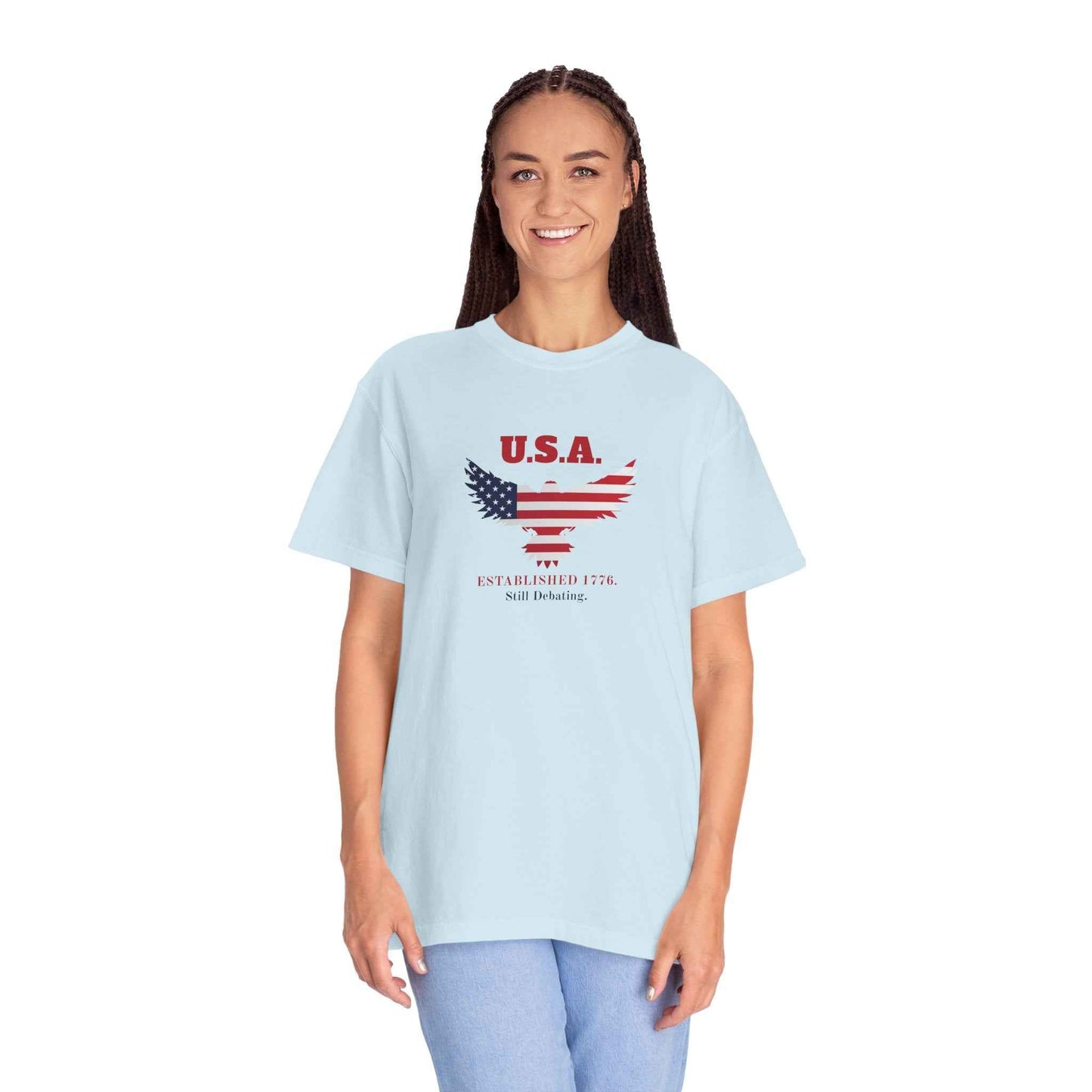 U.S.A. Still Debating Tee – Patriotic Humor Shirt