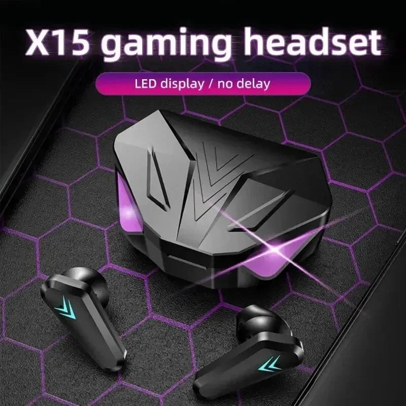 X15 juegos de deportes electrónicos inalámbricos TWS de dos orejas comen pollo con baja latencia pantalla digital táctil 5.0 auriculares Bluetooth - Korvel