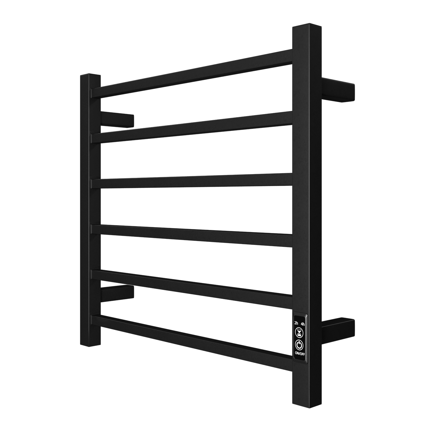 Towel Warmer 6 Bar Electric Heated Towel Rack Wall Mount Plug-in/Bath Towel Heater Matt-Black - Timer - Korvel