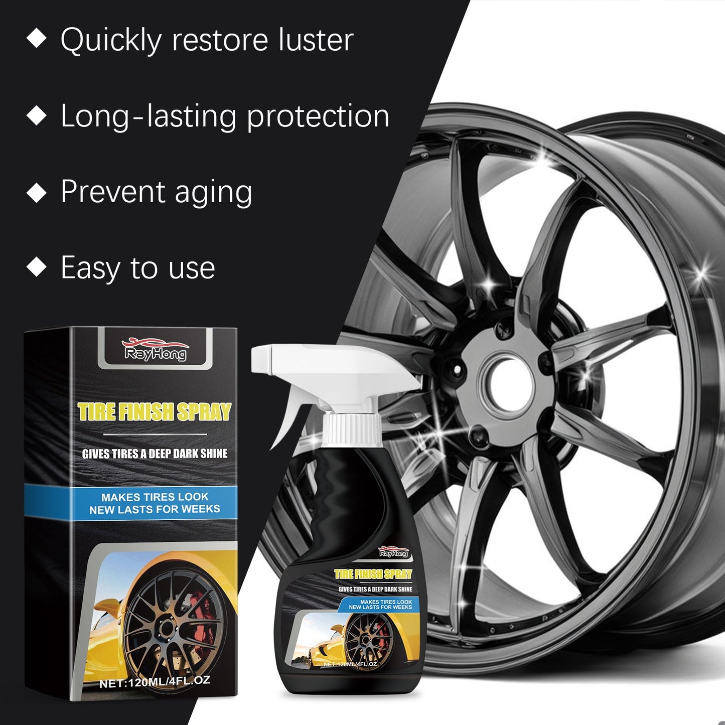 Premium Auto Tire Shine Spray for a Brilliant Finish