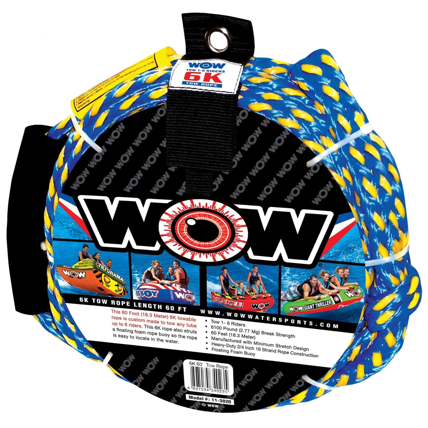 WOW Watersports 6K 60' Corde de Remorquage pour des Aventures Aquatiques Palpitantes
