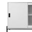 Modern characteristic storage cabinet side panel with glass sliding door and 3 drawers, dining table cabinet in white color - Korvel