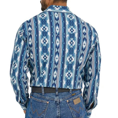 Men's Wrangler Blue Checotah Long Sleeve Shirt - Korvel