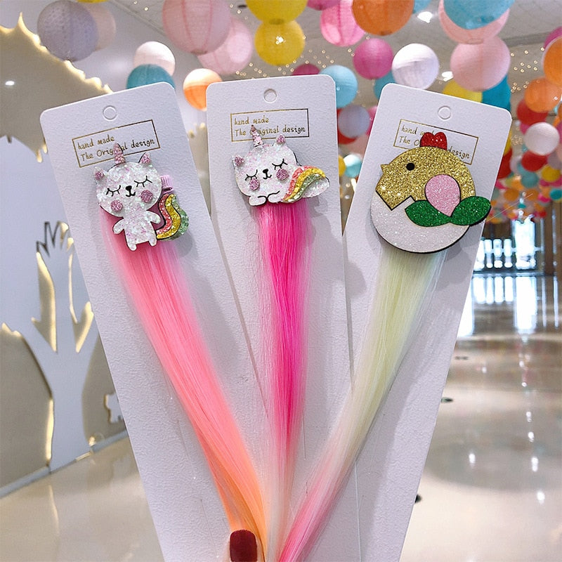 Sweet Colorful Hairpin Lovely Children Girls Hairclip Kids Cute Barrette Cartoon Extension Braider Rainbow Hair Accessories - Korvel