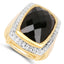 14K Yellow Gold Plated Black Onyx Cocktail Ring