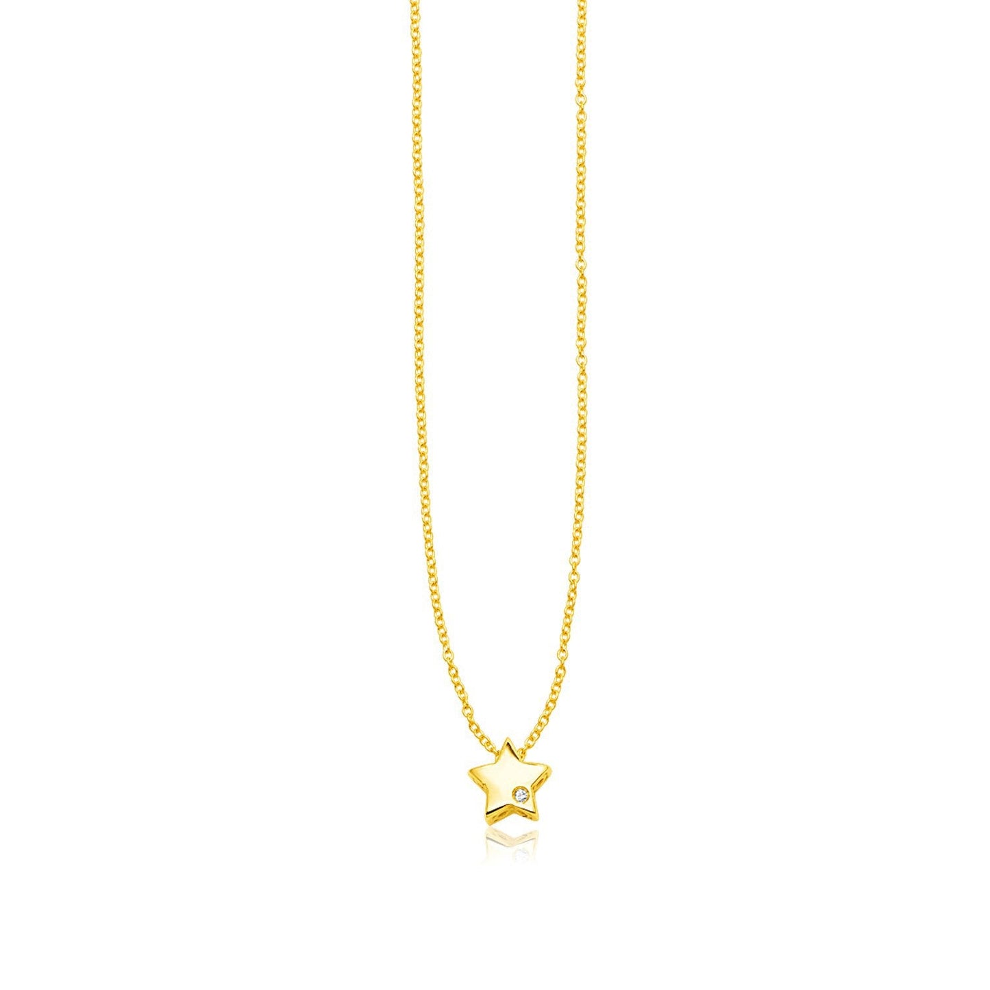 14k Yellow Gold Star Necklace with Diamond Accent