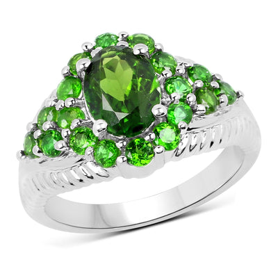 2.28 Carat Genuine Chrome Diopside Sterling Silver Ring