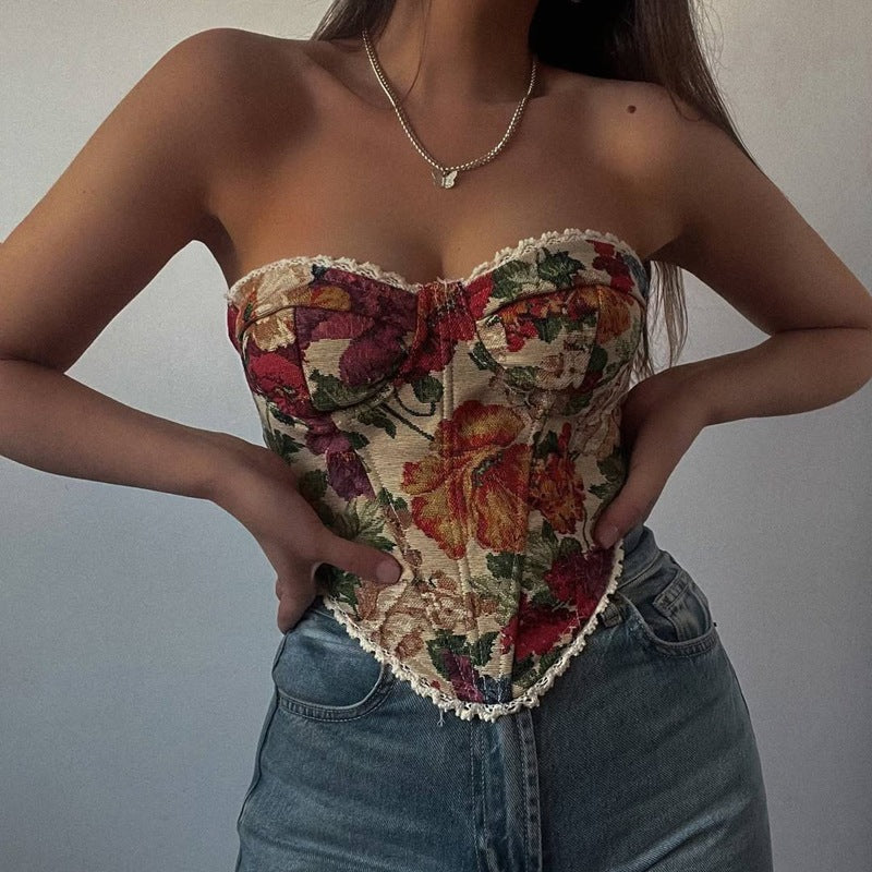 Wrapped chest lace up fishbone waist slimming vest - Korvel