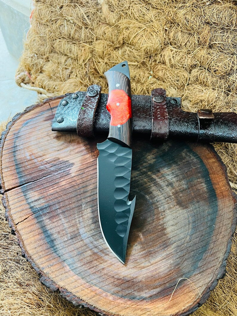 Precision Hunting Skinning Knife – 10" J2 Steel Blade with Artisan Wangi/Resin Handle & Leather Sheath - Korvel