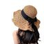 Sombrero de paja con cordones para mujer - Accesorio de playa plegable