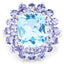 Anillo de plata esterlina con topacio azul y tanzanita de 11.22 quilates