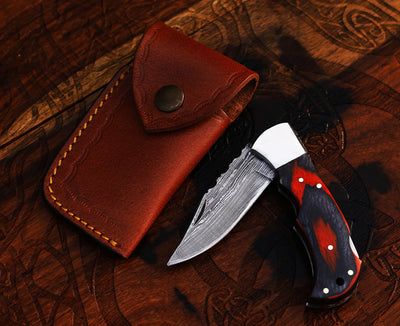 Personalized Damascus Steel Folding Knife - A Distinctive Gift for Him - Korvel