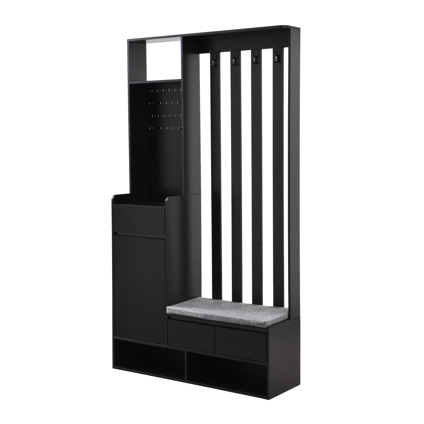 39.3'W70.8'H multifunctional corridor shoe cabinet with soft padded nail board and black hanger with entrance hook - Korvel