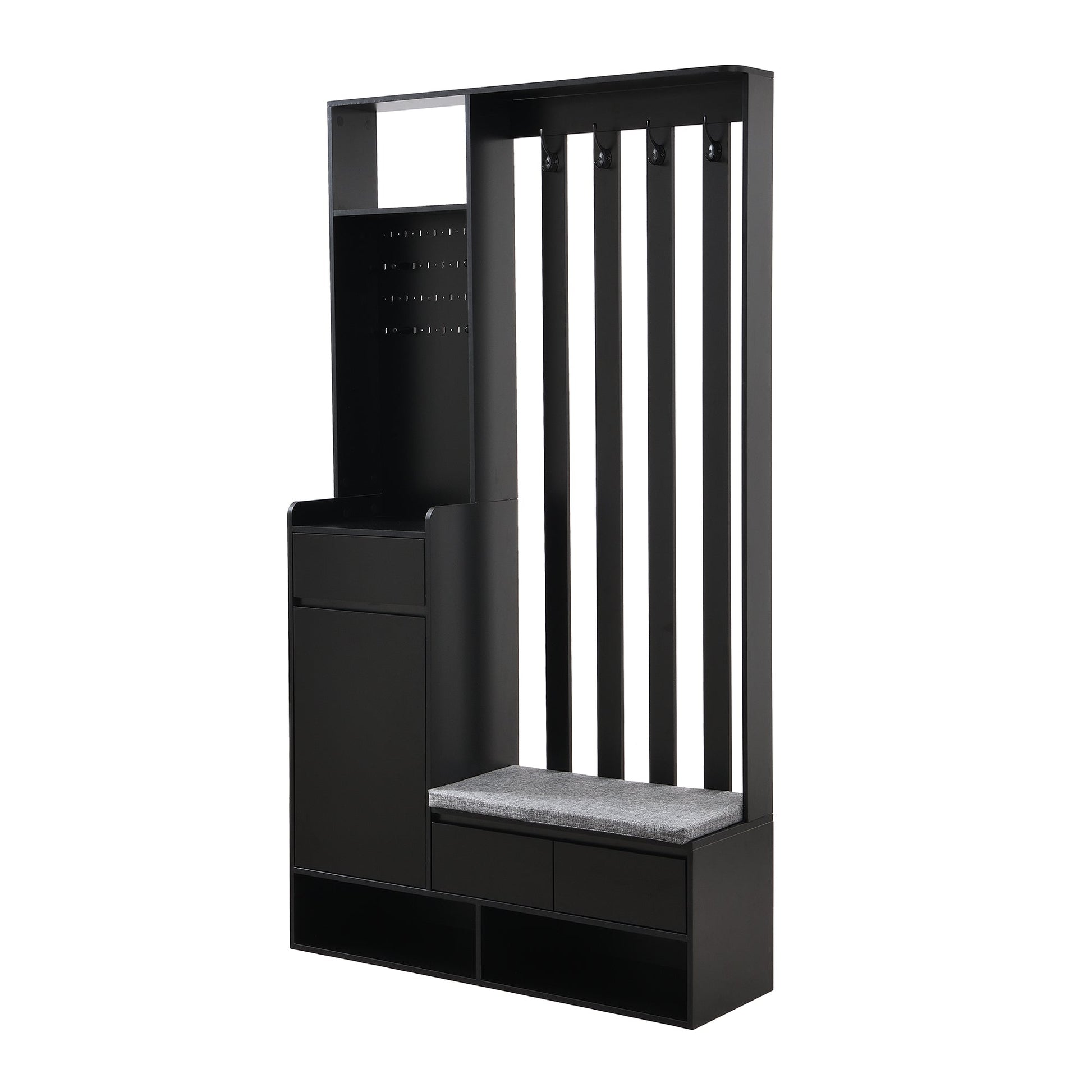 39.3'W70.8'H multifunctional corridor shoe cabinet with soft padded nail board and black hanger with entrance hook - Korvel