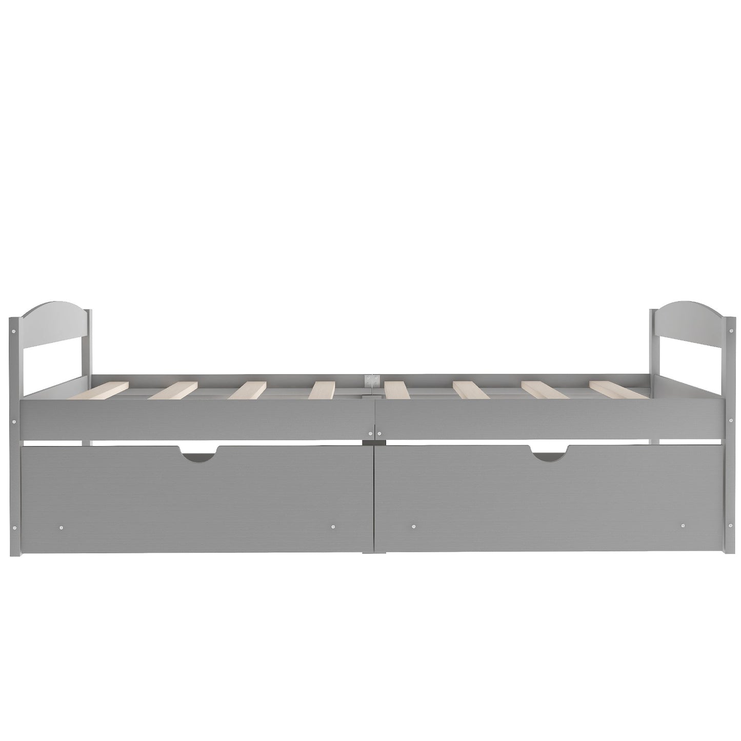 Twin size platform bed, with two drawers, gray - Korvel