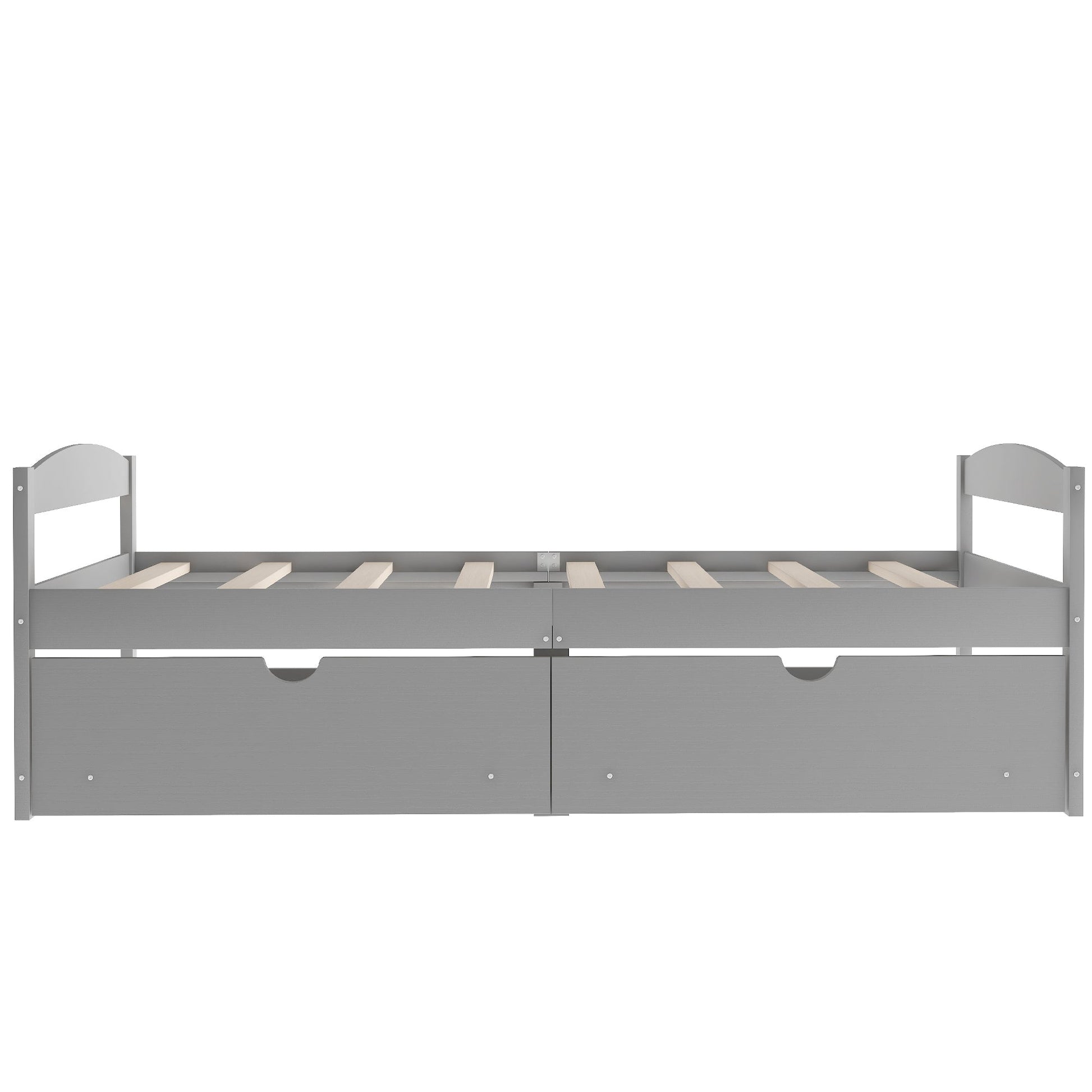Twin size platform bed, with two drawers, gray - Korvel
