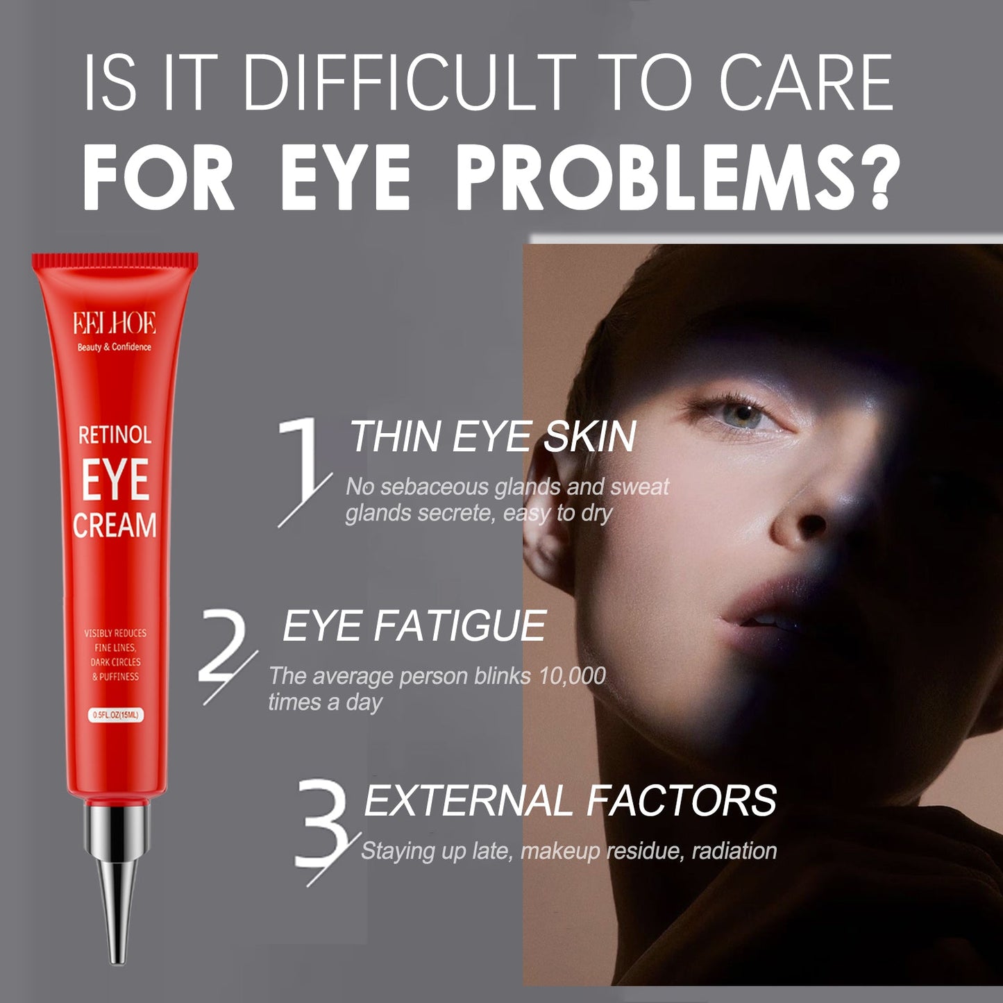 Retinol Firming Eye Cream Moisturizes Around Eyes, Tightens Skin, Lightens Fine Lines, Anti-Aging And Anti-Wrinkle Lift - Korvel