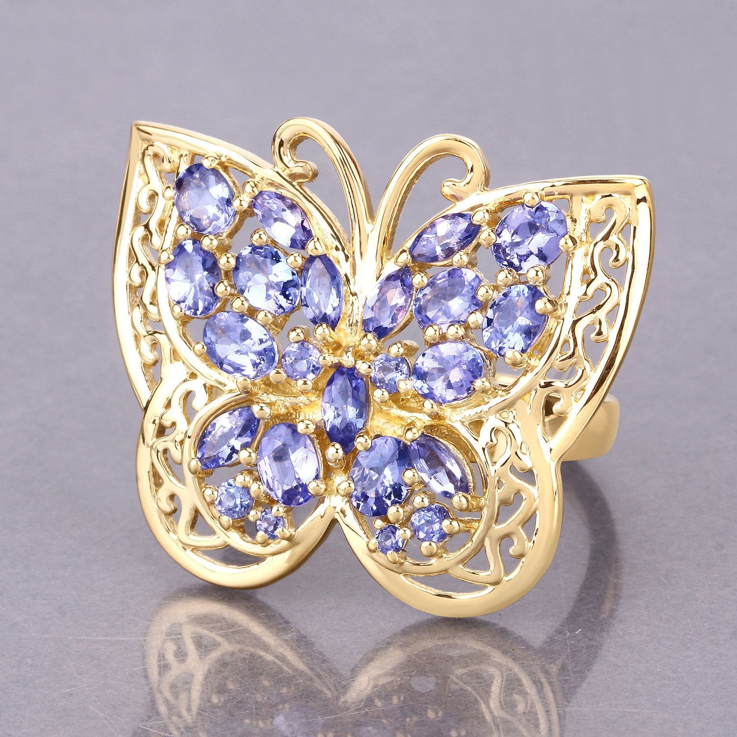 Bague de fiançailles en argent sterling avec tanzanite véritable de 2,50 carats