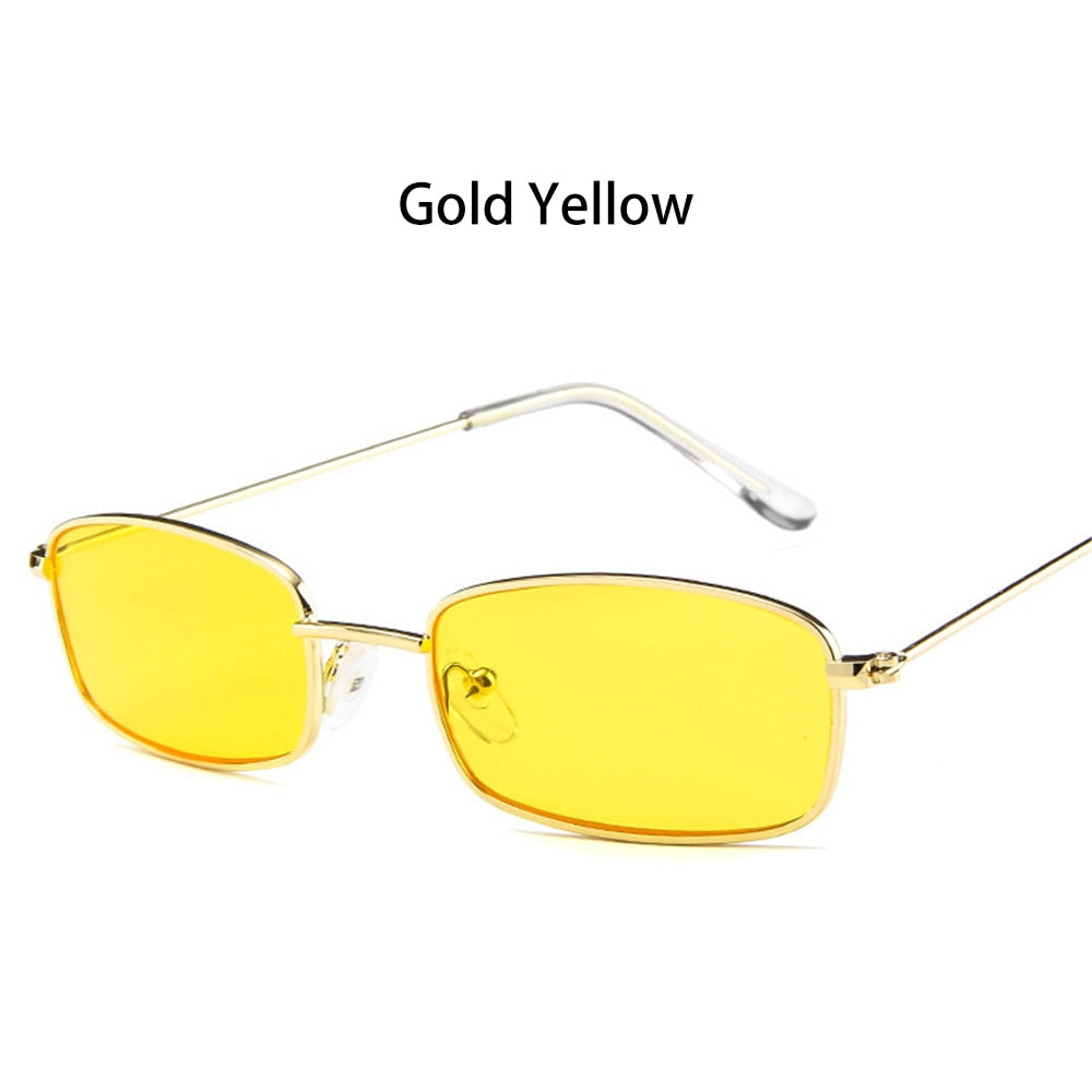 Candy Colors Metal Frame Rectangle Sunglasses Small Retro Shades UV400 Sun Glasses for Men Women Driving Eyewear Summer Goggles - Korvel
