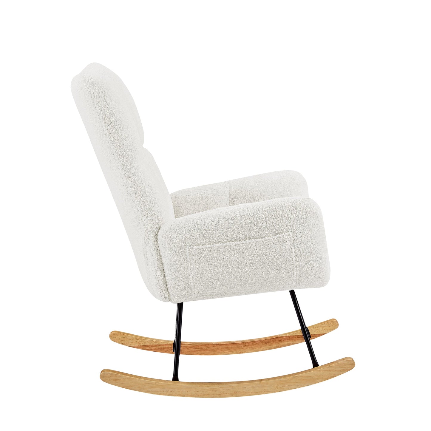 Chaise Berçante en Tissu Teddy Blanc Cassé