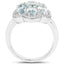 Bague en argent sterling avec aquamarine de 3,09 carats et zircon blanc
