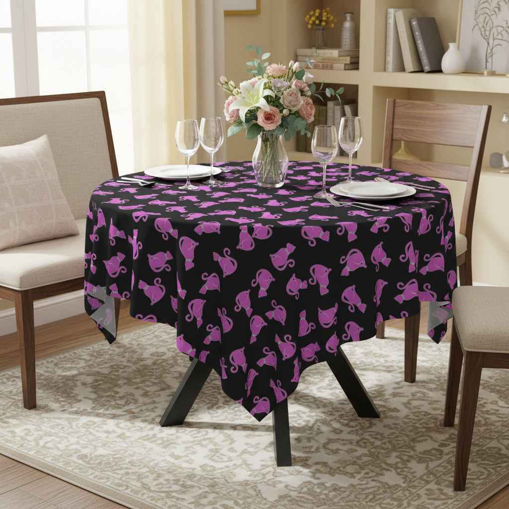 Pink Cat Tablecloth - Playful Dining Experience