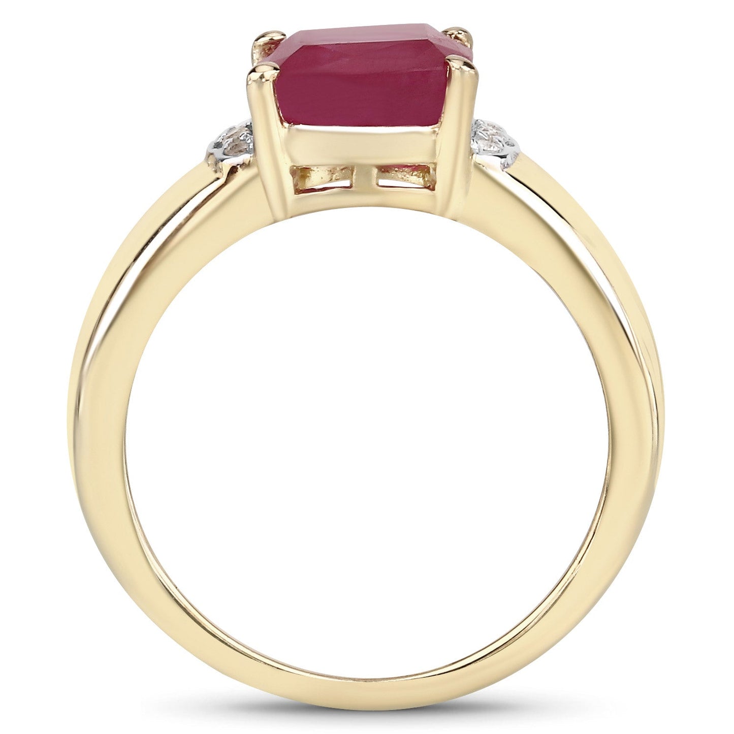 3.44 Carat Glass Filled Ruby & White Topaz Sterling Silver Ring