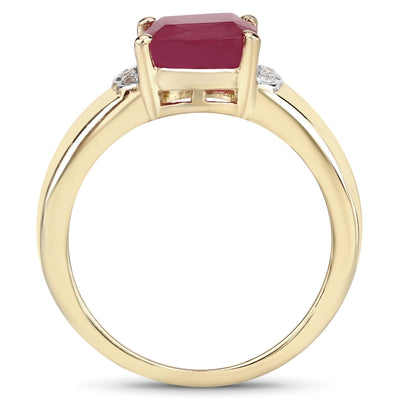3.44 Carat Glass Filled Ruby & White Topaz Sterling Silver Ring
