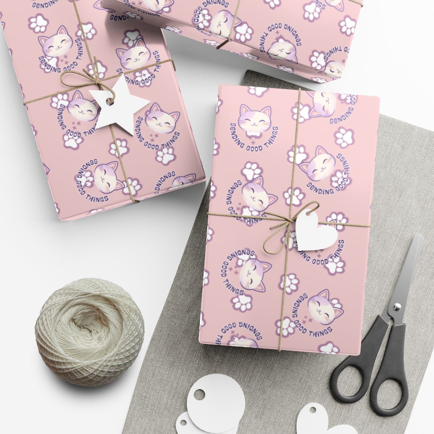 Smiling Cat Pattern Gift Wrap - All-Purpose Wrapping Paper