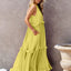 Elegant Ruffled Sleeveless Tiered Maxi Dress with Pockets