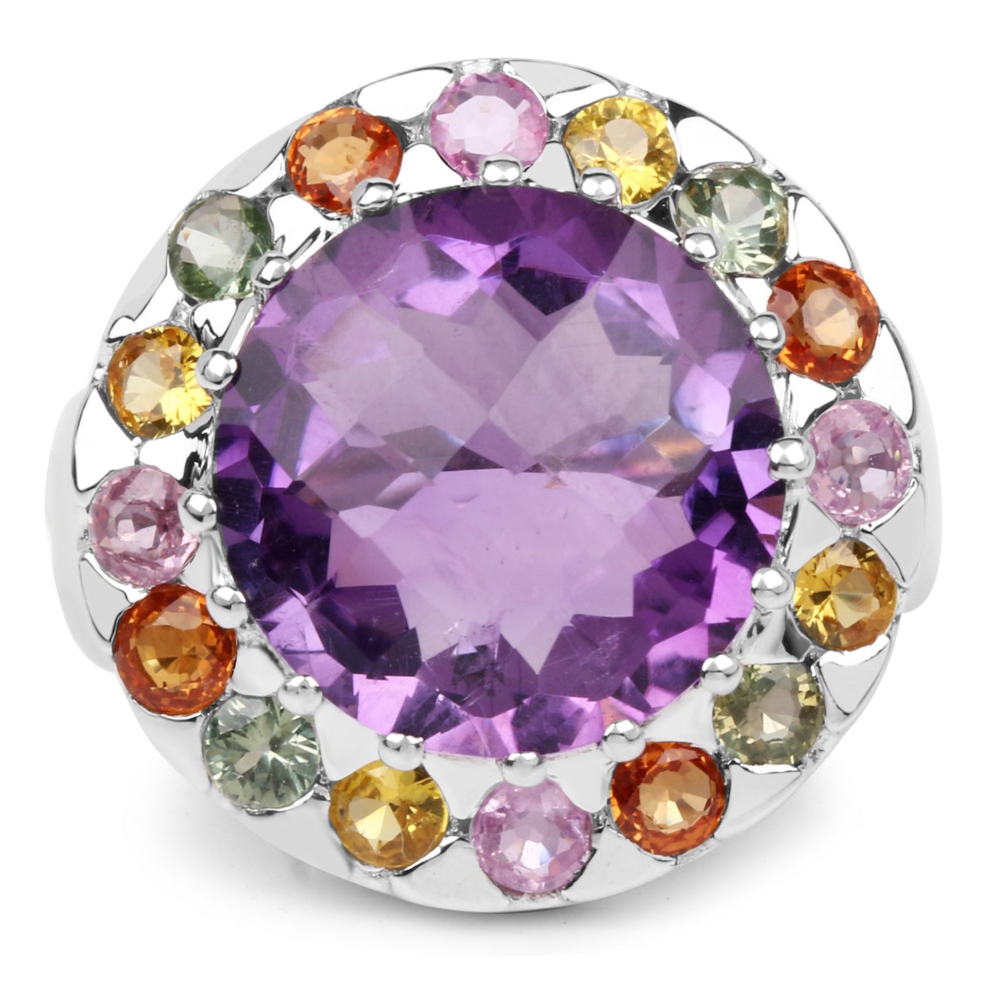 Bague de fiançailles en argent sterling .925 avec pierres multi-stones de 10,16 carats