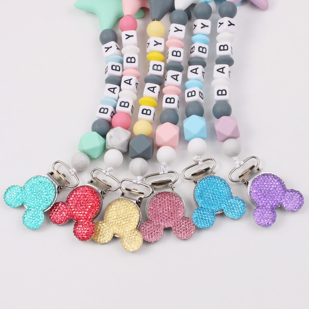 Five pointed star silicone pacifier chain pacifier chain baby products silicone pacifier clip baby teether anti-drop chain anti-drop belt - Korvel