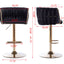 Set of 2 Adjustable Bar Stools with Chrome Footrest - Black Velvet