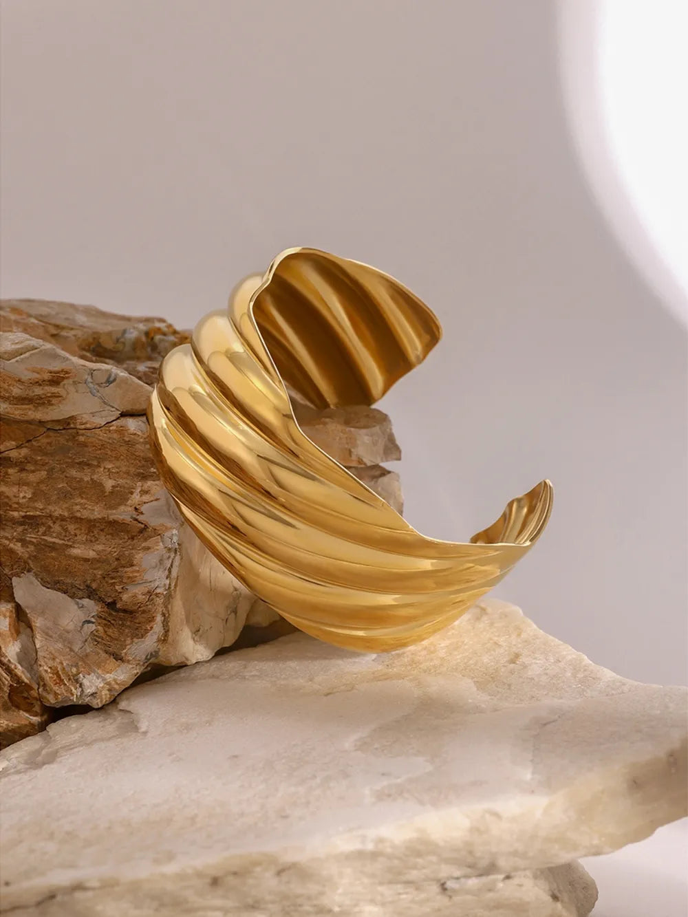 18K Gold-Plated Stainless Steel Open Ring - Korvel